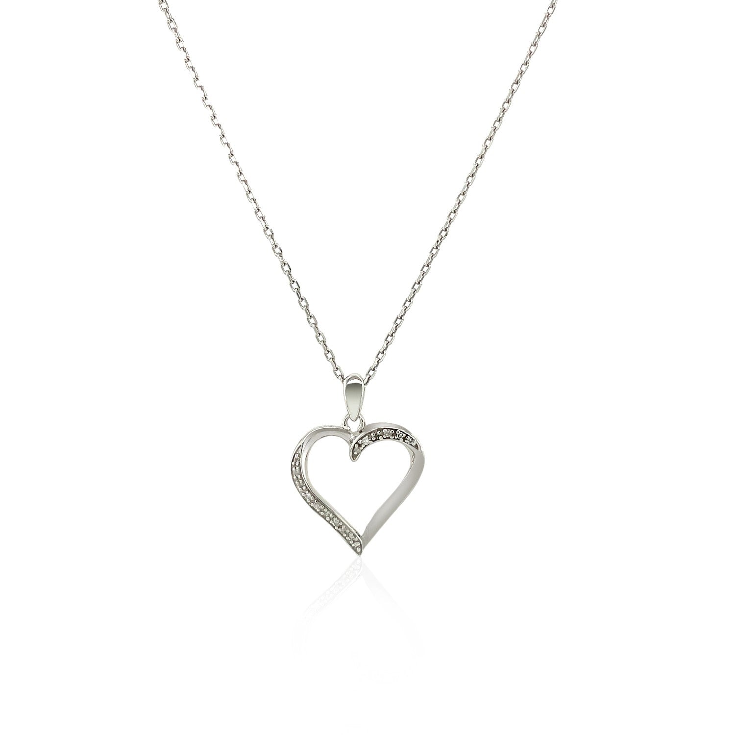 Sterling Silver Twisted Open Heart Diamond Accented Pendant (.04 cttw) RCJ