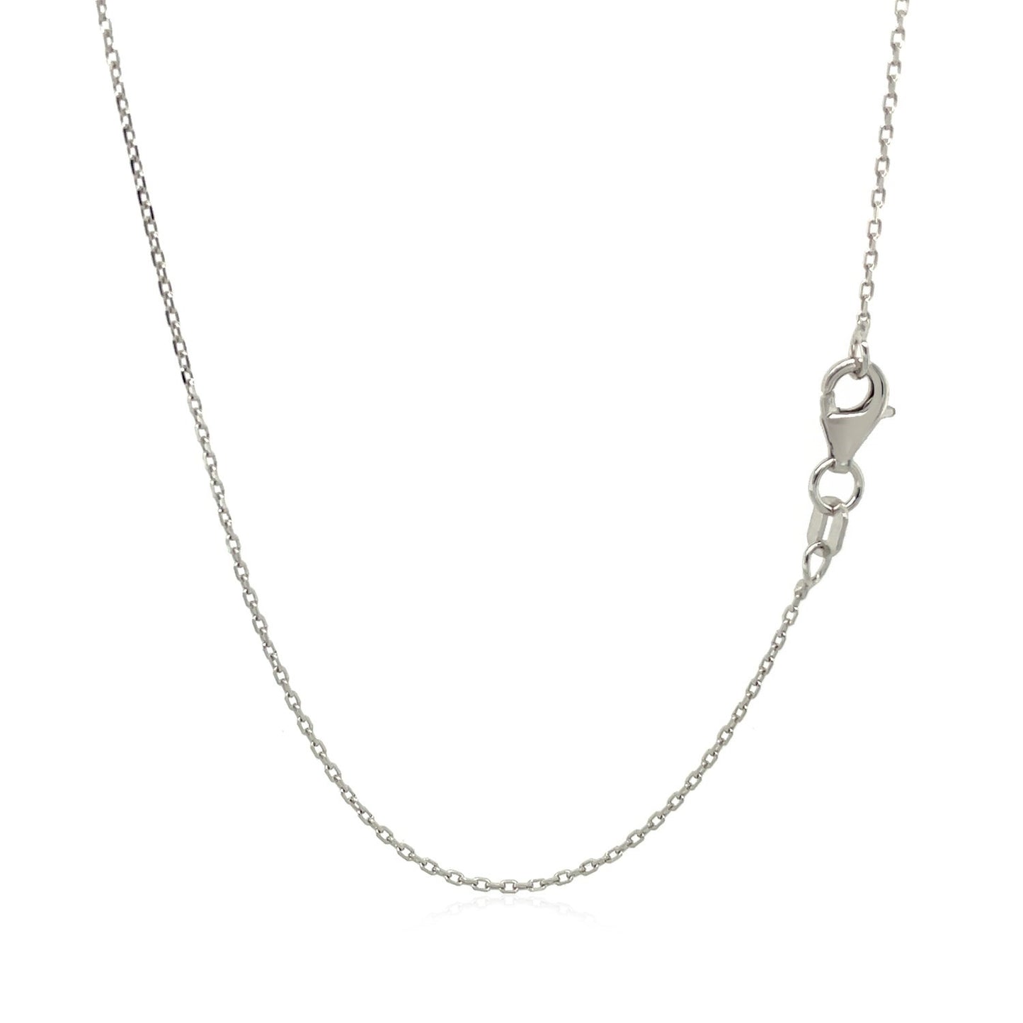 18k White Gold Diamond Cut Cable Link Chain (0.75 mm) RCJ