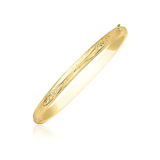 10k Yellow Gold Botanical Pattern Florentine Bangle (5.00 mm)Monde Trend