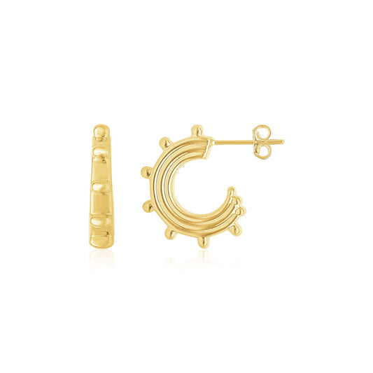 14K Yellow Gold Beaded Station Half Hoops RCJ