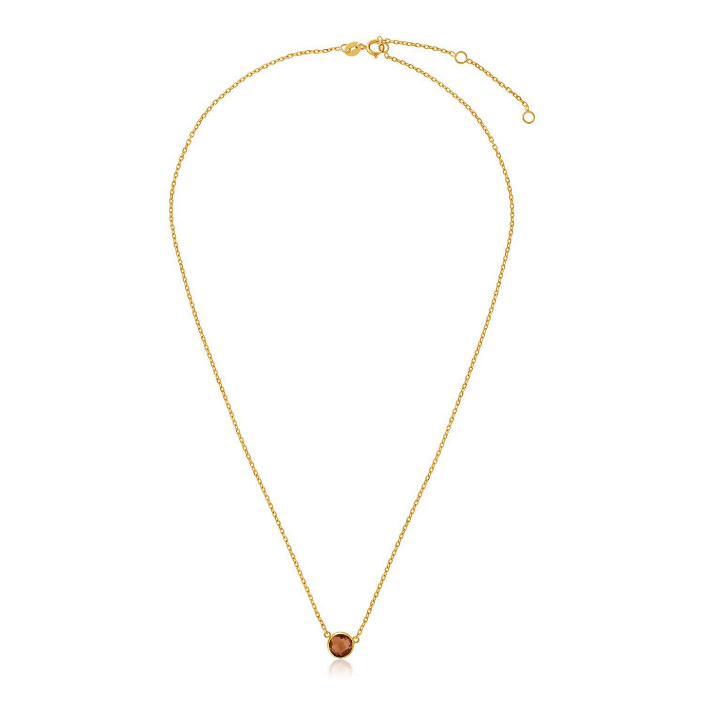 14k Yellow Gold 17 inch Necklace with Round Citrine RCJ