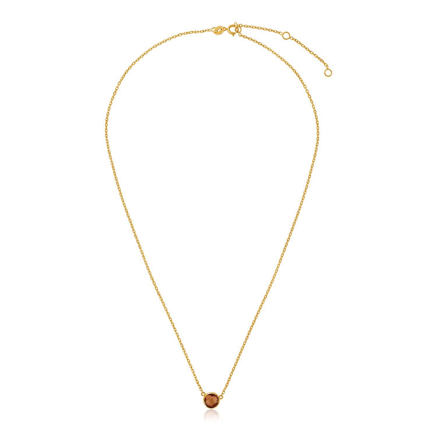 14k Yellow Gold 17 inch Necklace with Round Citrine RCJ