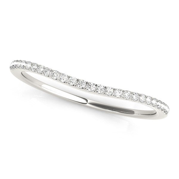 14k White Gold Pave Style Setting Curved Diamond Wedding Band (1/10 cttw)Monde Trend