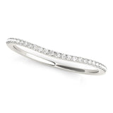 14k White Gold Pave Style Setting Curved Diamond Wedding Band (1/10 cttw)Monde Trend