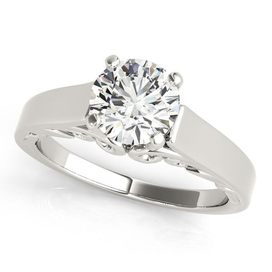 14k White Gold Antique Style Solitaire Round Diamond Engagement Ring (1 cttw)Monde Trend