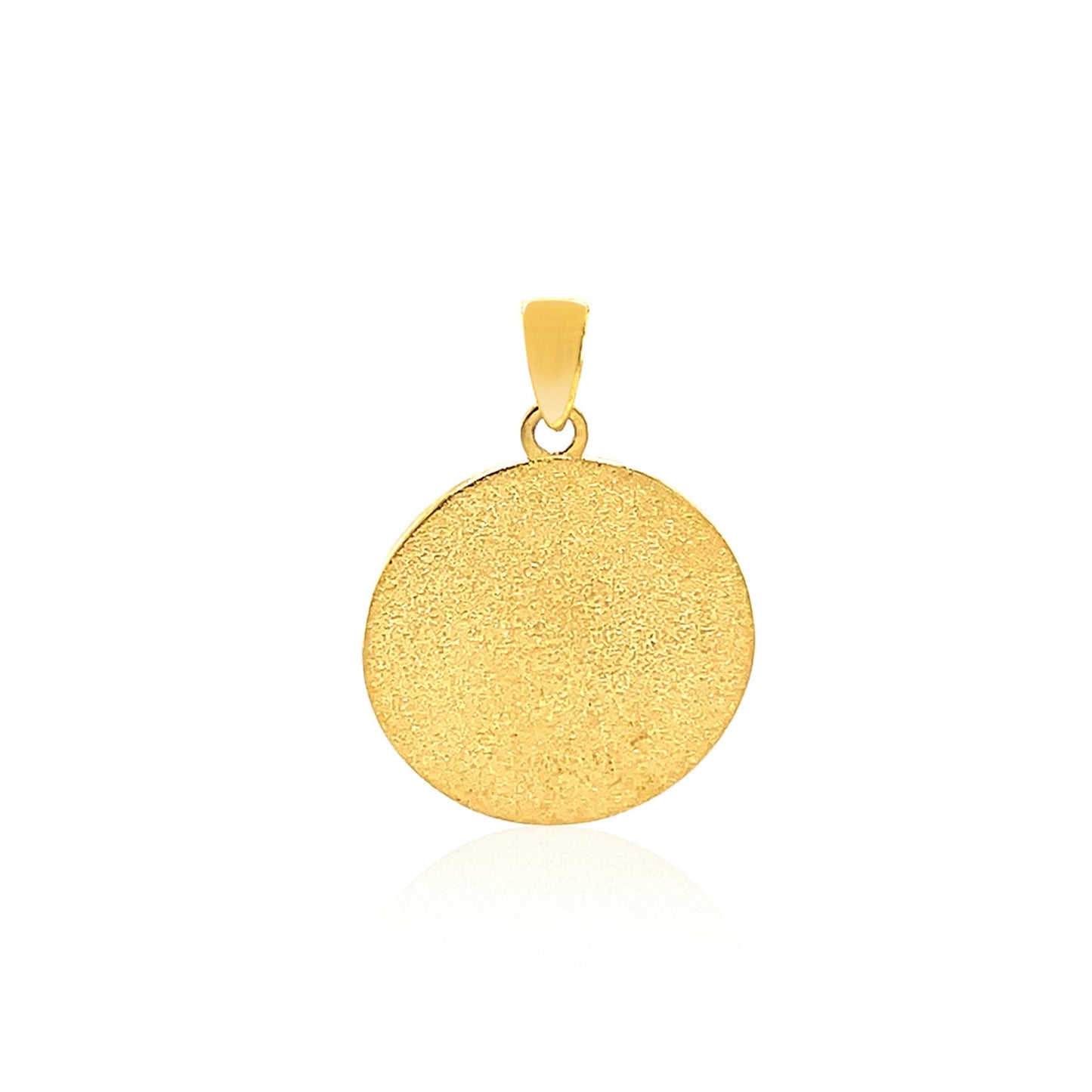 14k Two Tone Gold Round Textured Religious Medal PendantMonde Trend