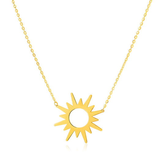 14K Yellow Gold Sunburst Necklace RCJ