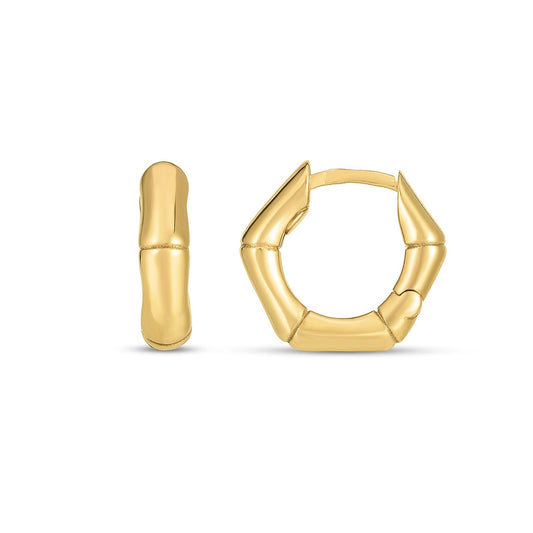 14k Yellow Gold Bamboo Huggie Hoops RCJ