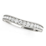 14k White Gold Bead Border Curved Diamond Wedding Ring (1/4 cttw)Monde Trend