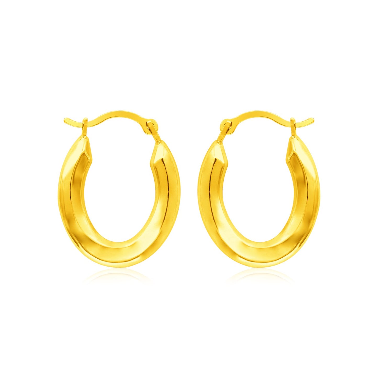 14k Yellow Gold Polished Oval Hoop Earrings RCJ