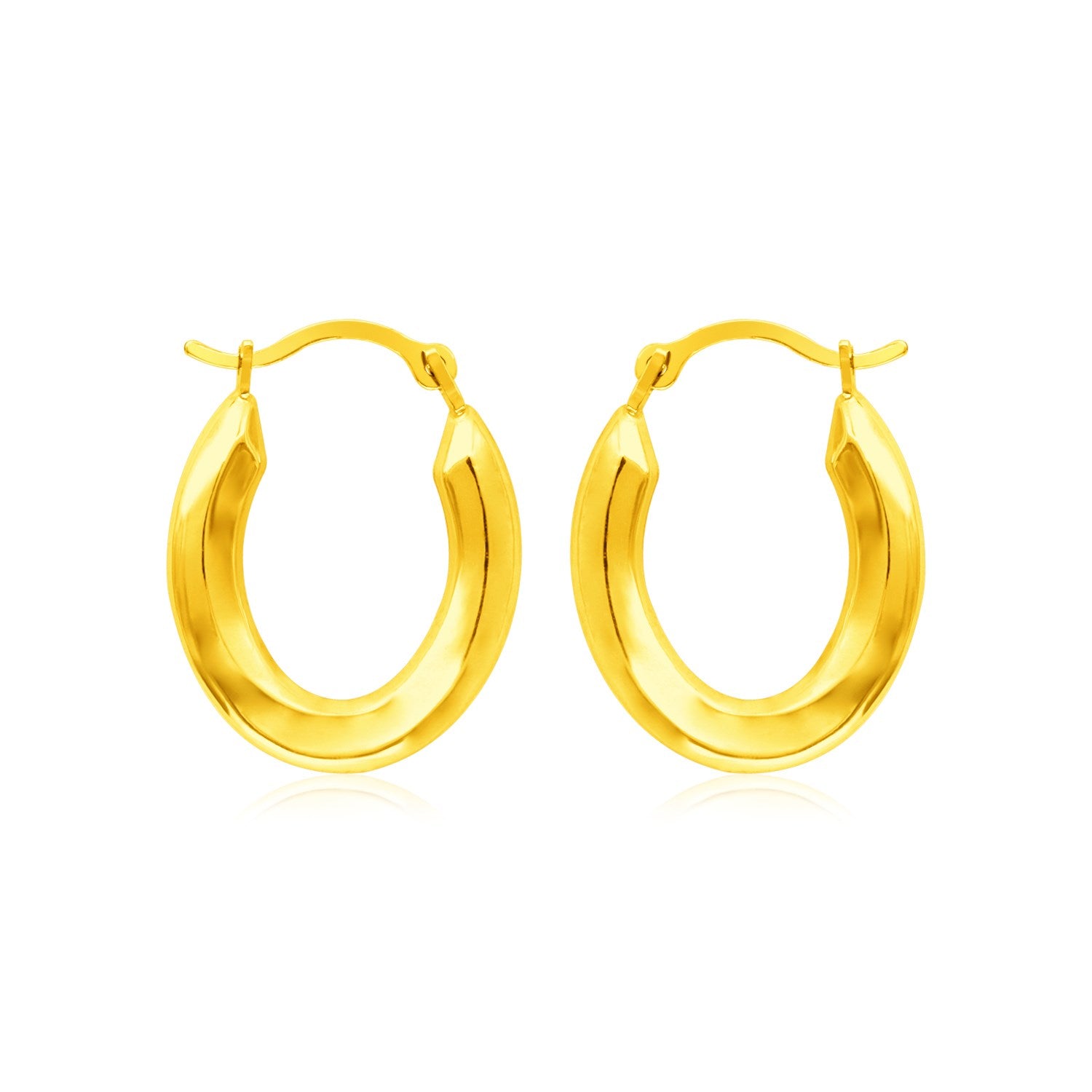 14k Yellow Gold Polished Oval Hoop Earrings RCJ