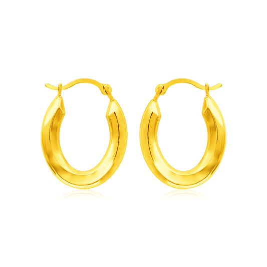 14k Yellow Gold Polished Oval Hoop Earrings RCJ