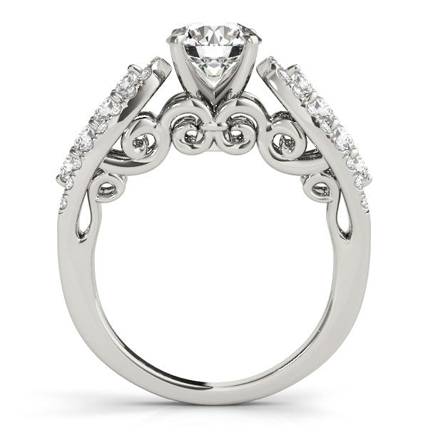 14k White Gold Multirow Shank Round Diamond Engagement Ring (1 1/2 cttw)Monde Trend