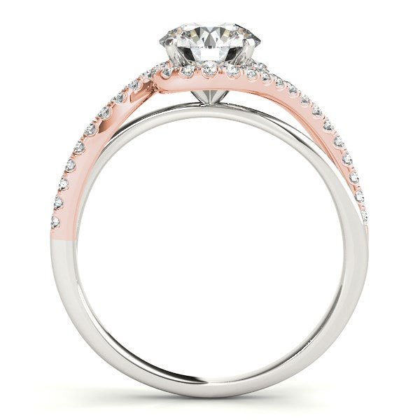 14k White And Rose Gold Bypass Band Diamond Engagement Ring (1 1/8 cttw)Monde Trend