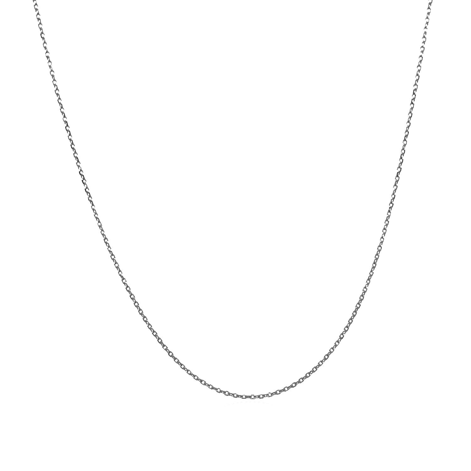 14k White Gold Diamond Cut Cable Link Chain (0.68 mm)Monde Trend