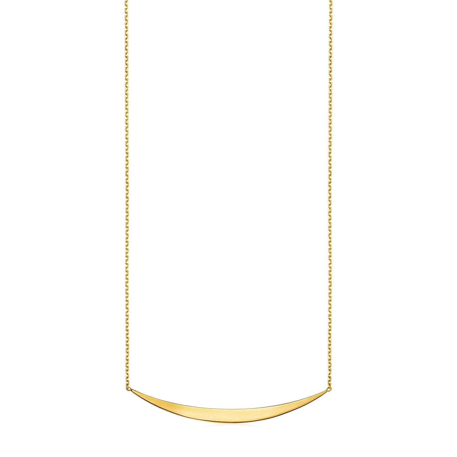 14k Yellow Gold Necklace with Polished Curved Bar Pendant RCJ