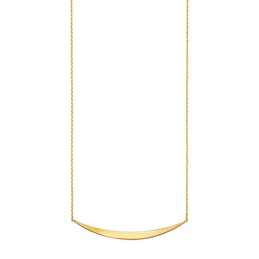 14k Yellow Gold Necklace with Polished Curved Bar Pendant RCJ