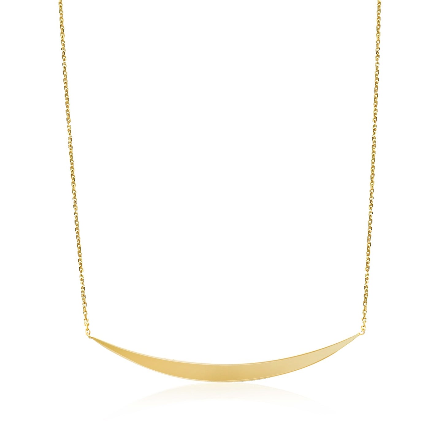 14k Yellow Gold Necklace with Polished Curved Bar Pendant RCJ