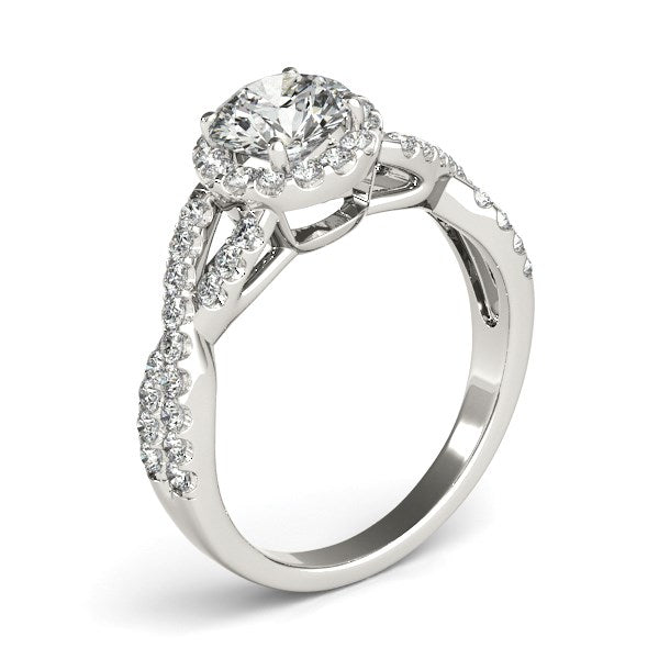 14k White Gold Entwined Split Shank Diamond Engagement Ring (1 1/2 cttw)Monde Trend