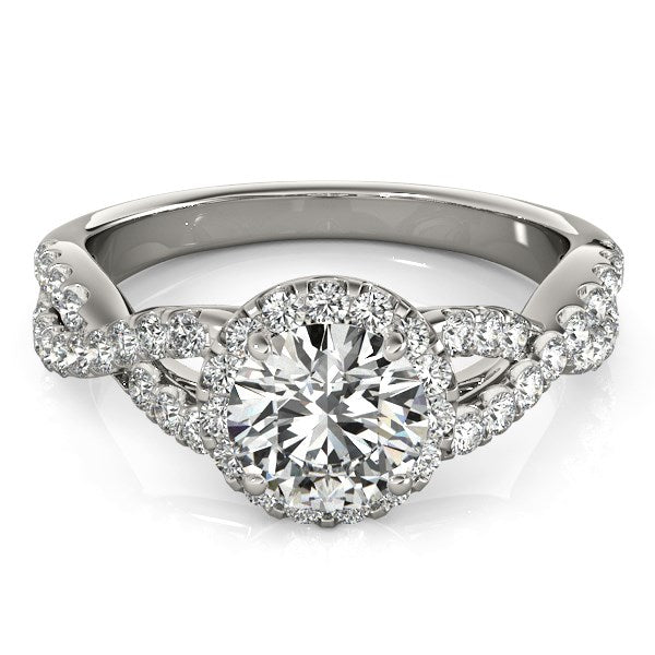 14k White Gold Entwined Split Shank Diamond Engagement Ring (1 1/2 cttw)Monde Trend