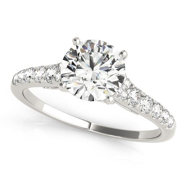 14k White Gold Diamond Engagement Ring With Single Row Band (1 3/4 cttw)Monde Trend