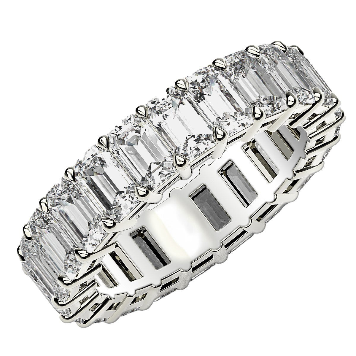 Emerald Cut Lab Grown Diamond Eternity Ring in 14k White Gold (6 cttw FG/VS2) RCJ