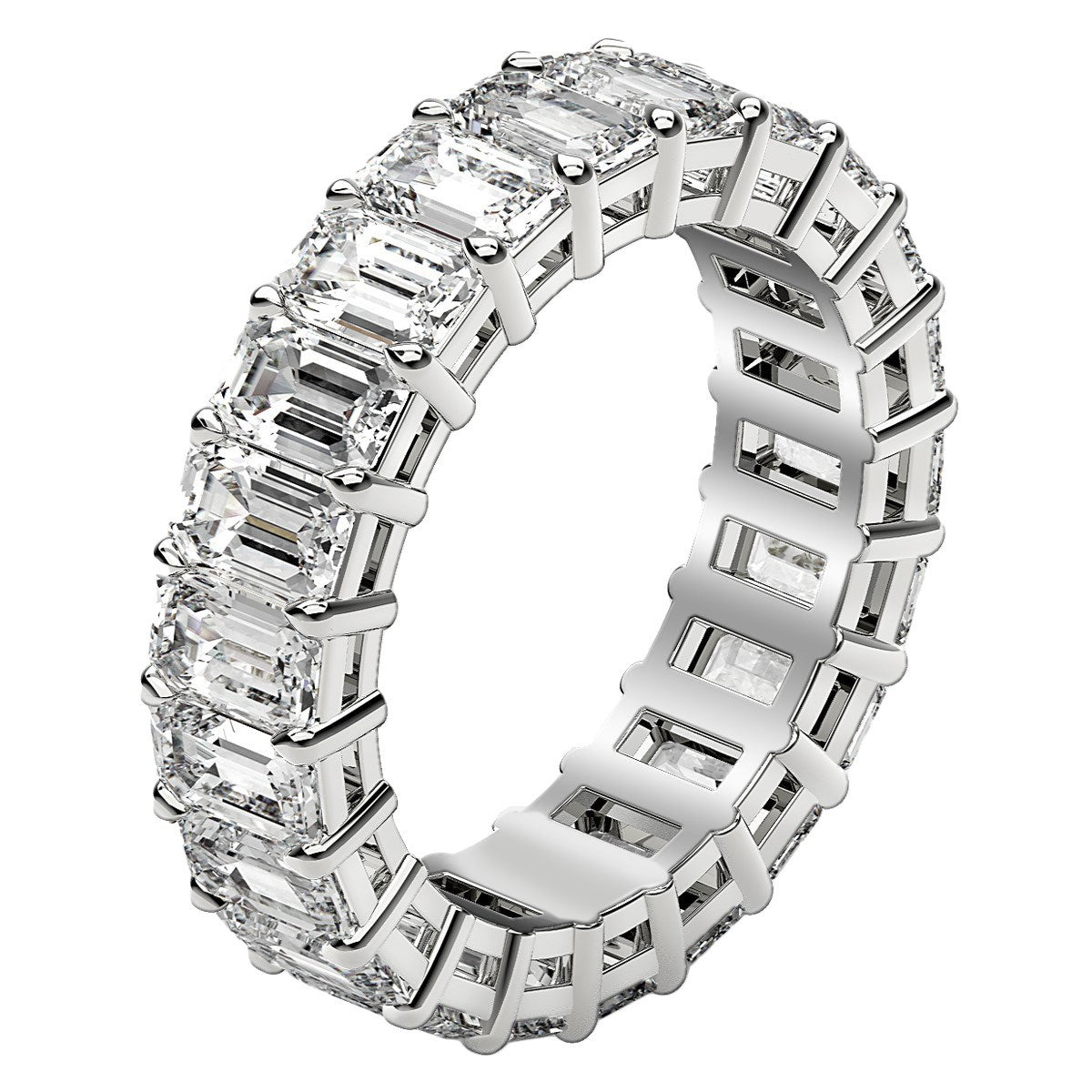 Emerald Cut Lab Grown Diamond Eternity Ring in 14k White Gold (6 cttw FG/VS2) RCJ