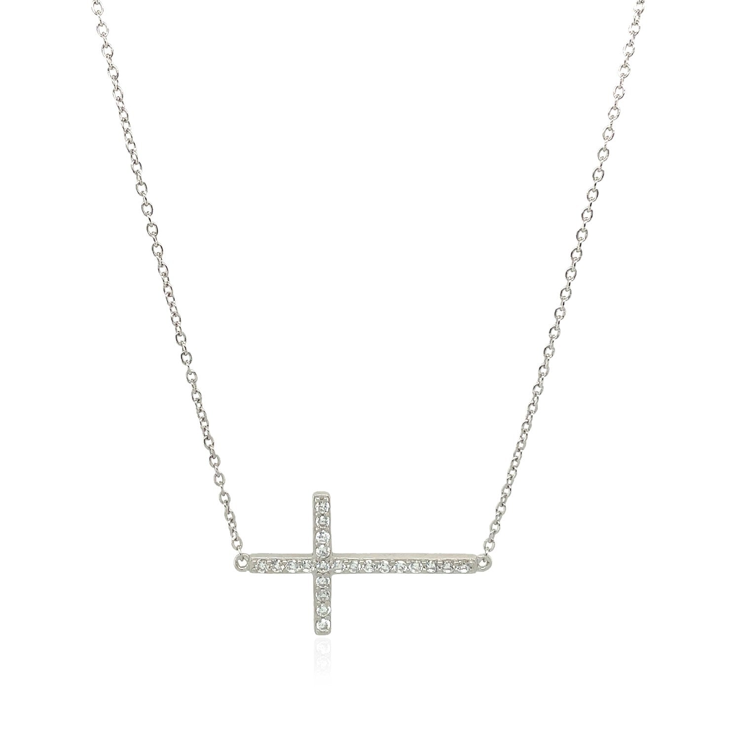 Sterling Silver Cross Bracelet with Cubic Zirconias RCJ