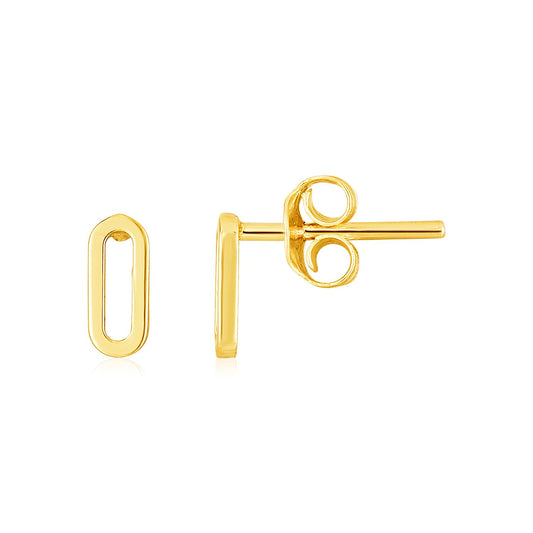 14k Yellow Gold Paperclip Link Stud Earrings RCJ