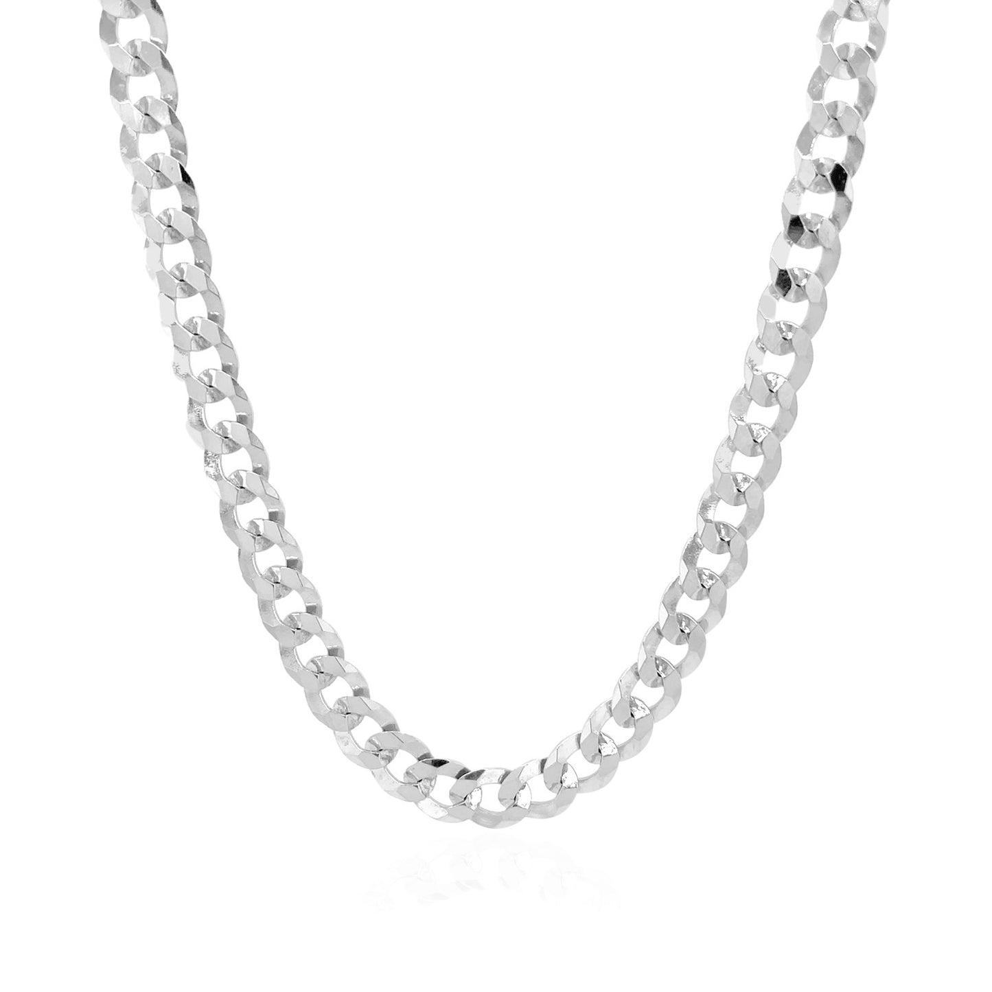 Rhodium Plated Sterling Silver Curb Style Chain (5.50 mm) RCJ