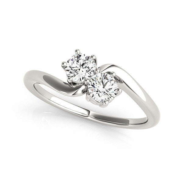 Solitaire Two Stone Diamond Ring in 14k White Gold (1/2 cttw) RCJ