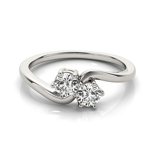 Solitaire Two Stone Diamond Ring in 14k White Gold (1/2 cttw) RCJ