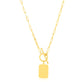 14k Yellow Gold Paperclip Chain Necklace with Rounded Rectangle Pendant RCJ