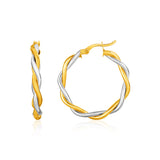 Two-Tone Twisted Wire Round Hoop Earrings in 10k Yellow and White Gold(3x20mm) RCJ