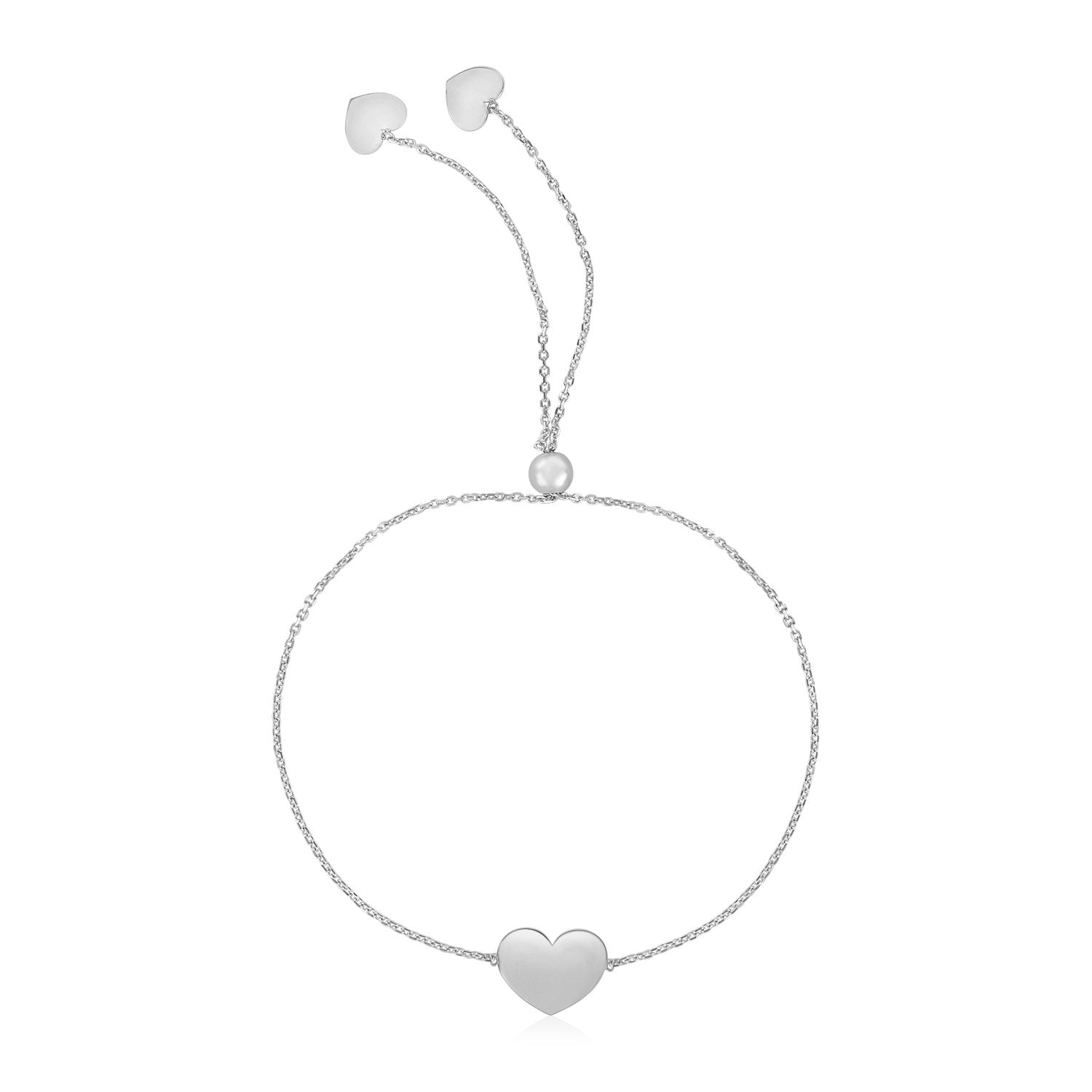 14k White Gold Adjustable Heart Bracelet (0.90 mm)Monde Trend