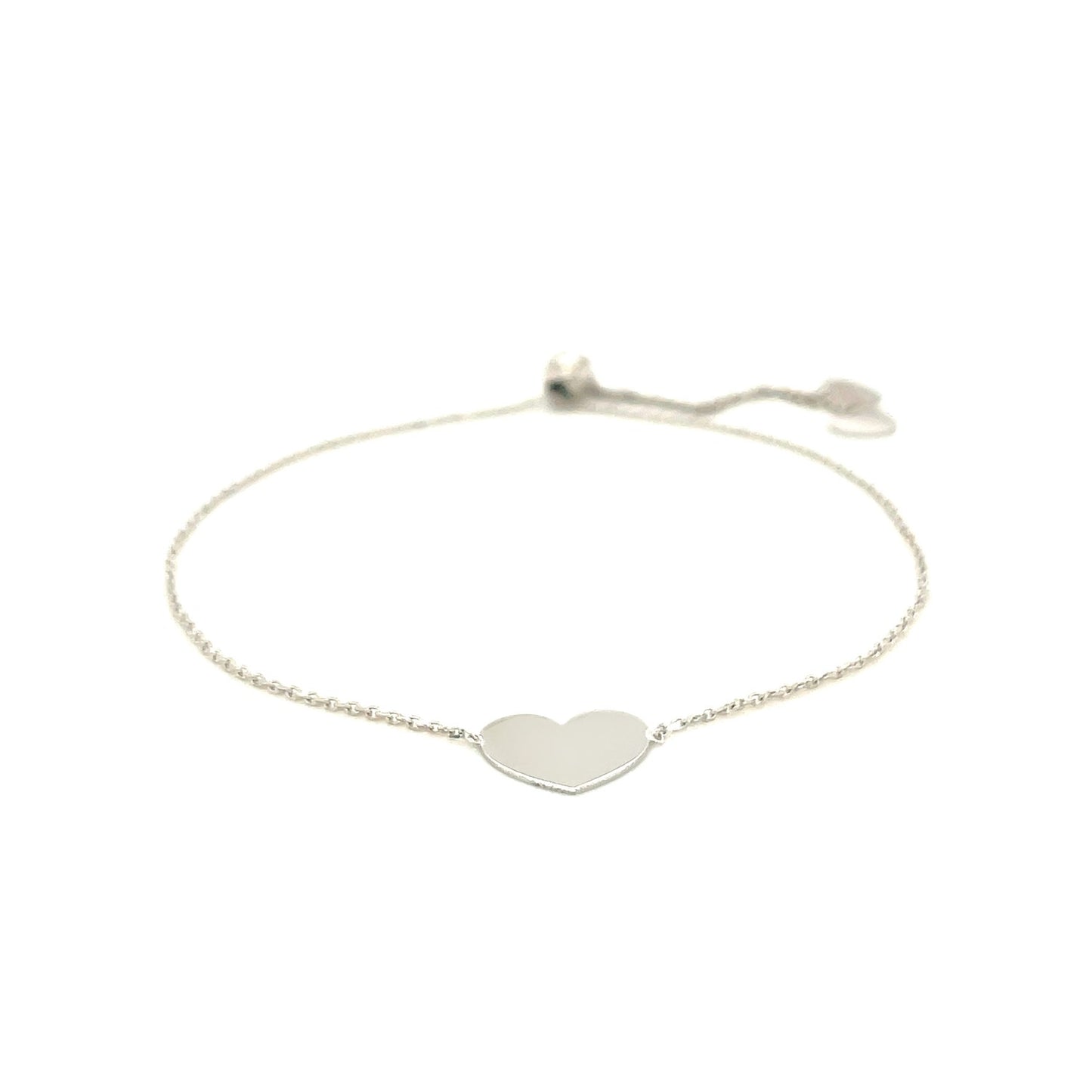 14k White Gold Adjustable Heart Bracelet (0.90 mm)Monde Trend