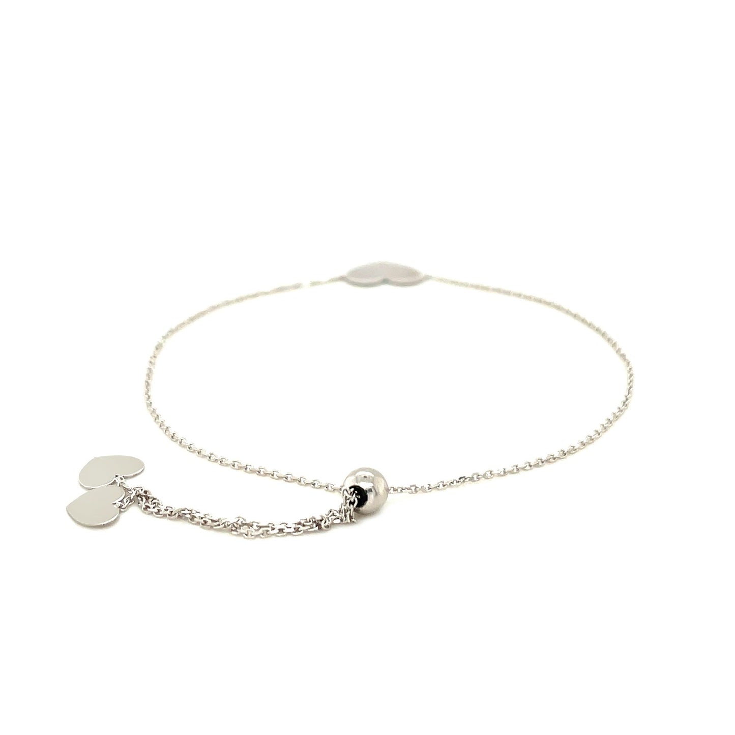 14k White Gold Adjustable Heart Bracelet (0.90 mm)Monde Trend