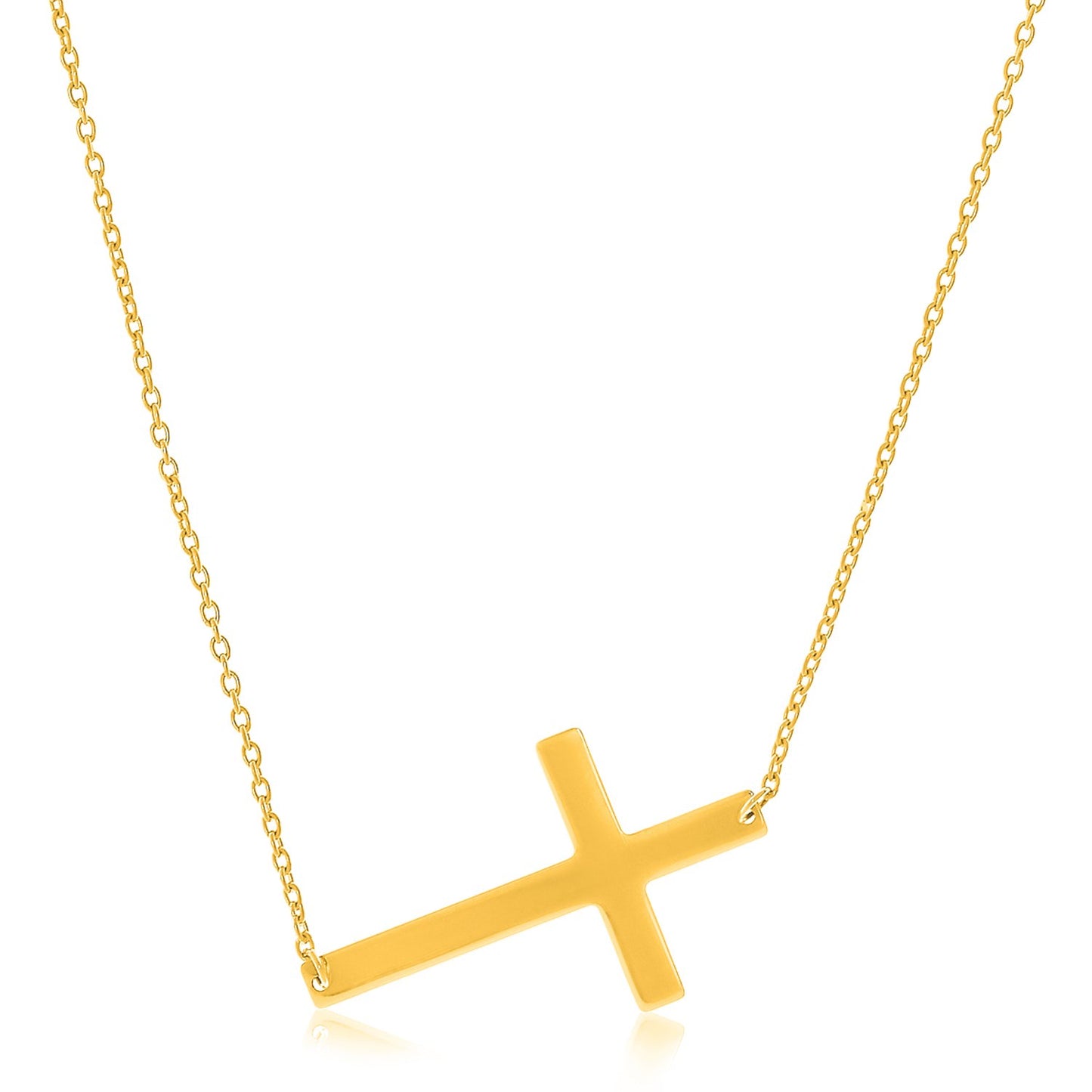 14k Yellow Gold Plain Cross Motif Necklace RCJ