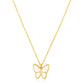 14k Yellow Gold High Polish Butterfly Peral Paste Necklace RCJ