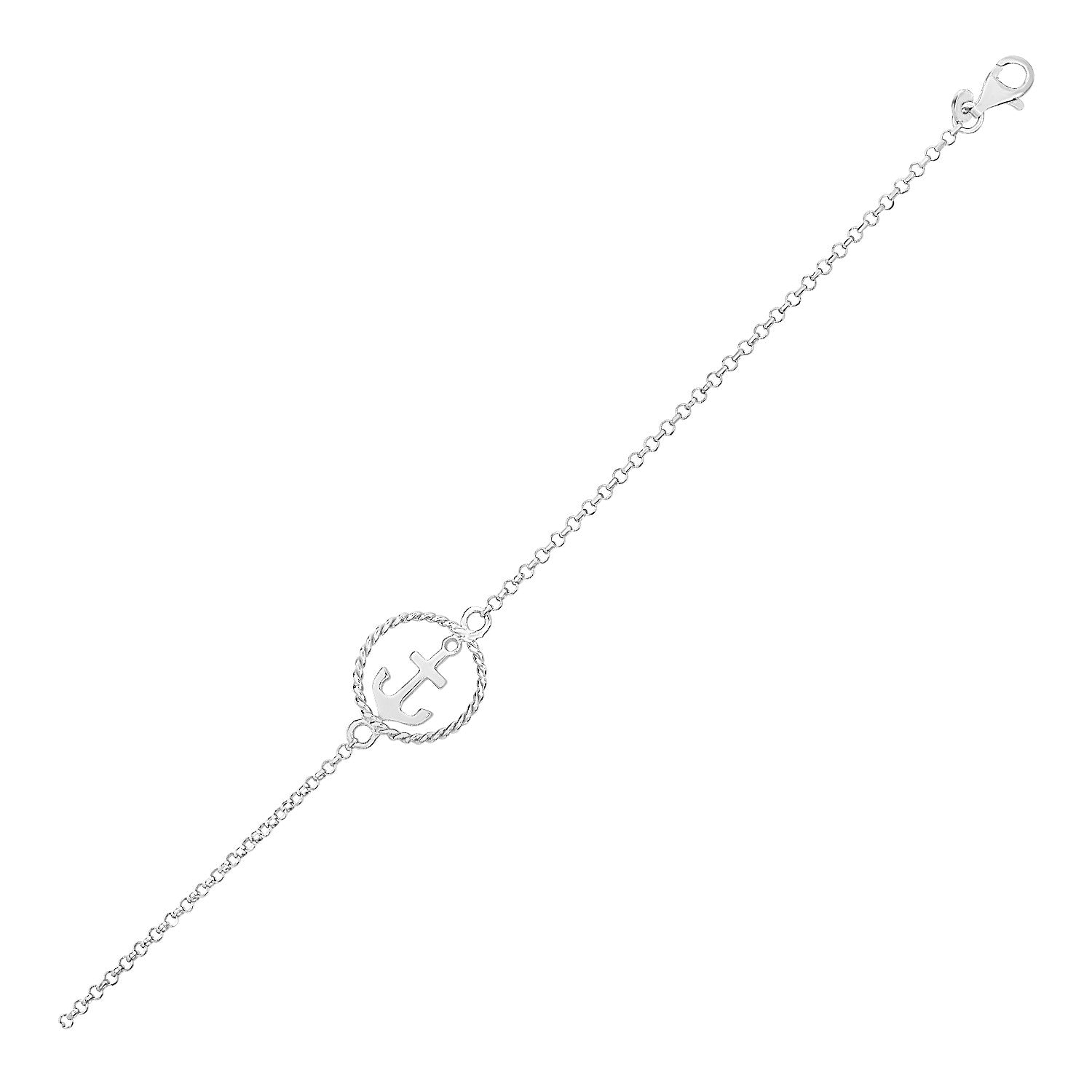 Sterling Silver Bracelet with Anchor (1.80 mm) RCJ