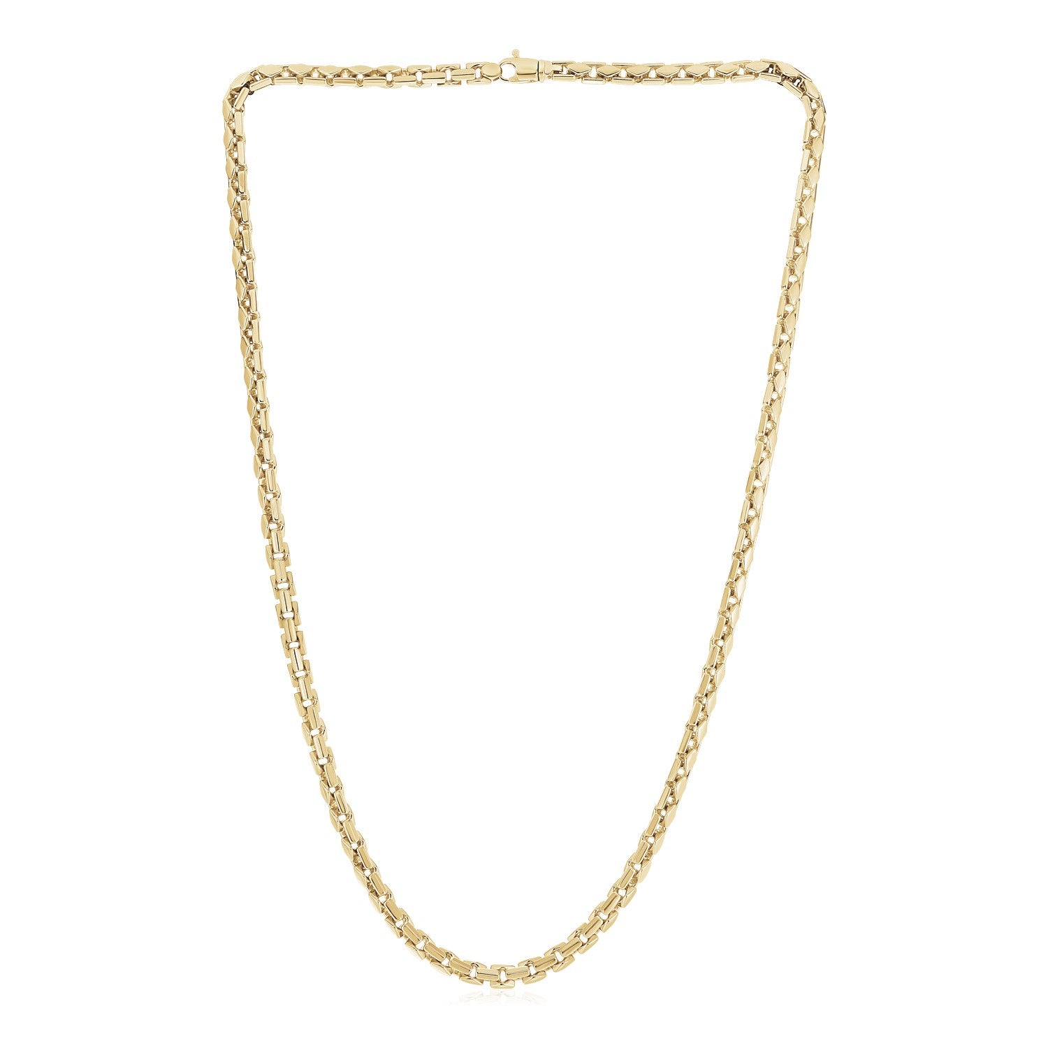 14k Yellow Gold High Polish Mens Fancy Box Necklace (5.0mm) RCJ