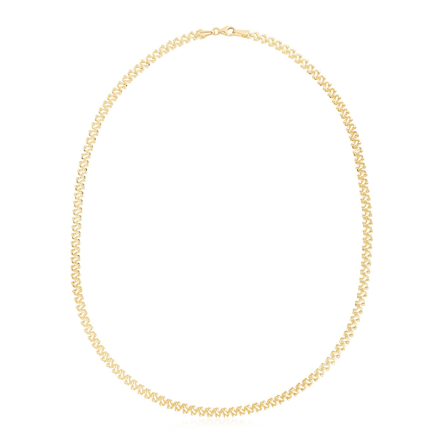 14k Yellow Gold High Polish The Textured Fancy Chain Necklace (4mm) RCJ