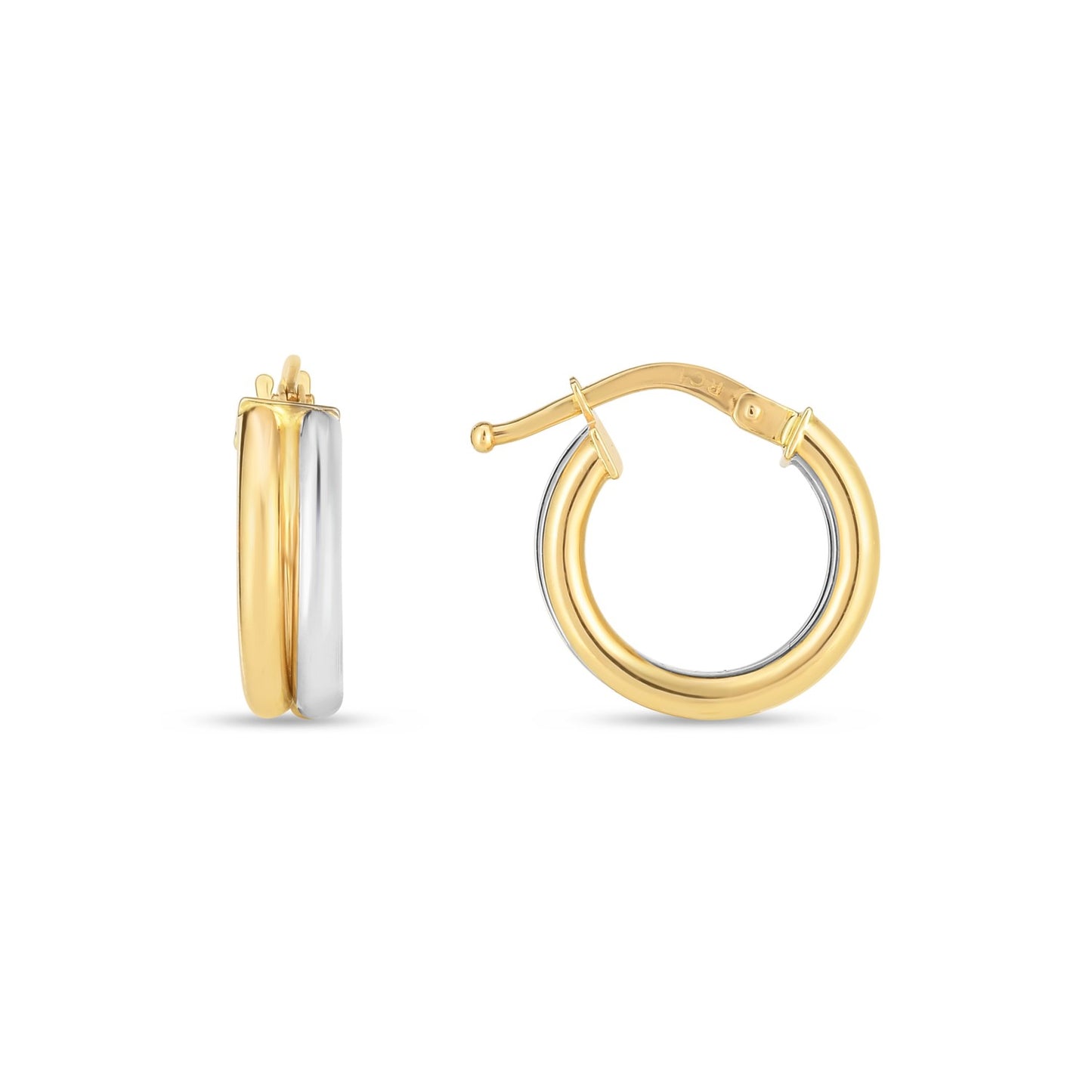 14k Two Tone Gold Double Round HoopsMonde Trend