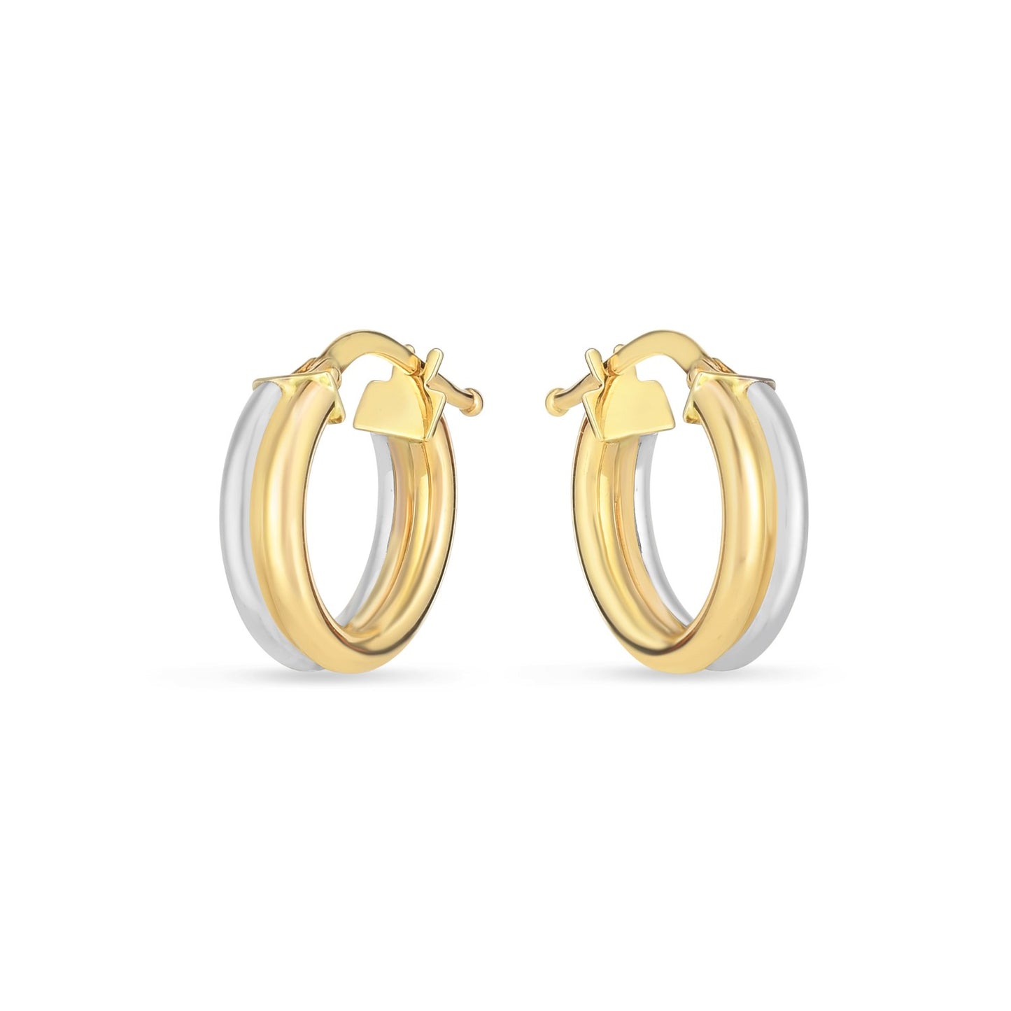 14k Two Tone Gold Double Round HoopsMonde Trend