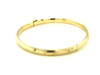 14k Yellow Gold Dome Style Childrens Bangle with Diamond Cuts (5.50 mm)