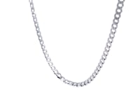 Rhodium Plated Sterling Silver Curb Style Chain (3.00 mm)