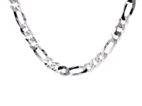 Rhodium Plated Sterling Silver Figaro Style Chain (5.40 mm)