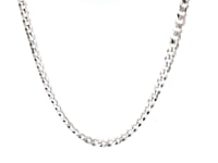 Rhodium Plated 3.7mm Sterling Silver Curb Style Chain (3.70 mm)