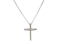 Narrow Cross Pendant with Diamonds in Sterling Silver