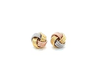 Love Knot Post Earrings in 14k Tri Color Gold 